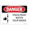 Signmission OSHA, Pinch Point Watch Your Hands, 24in X 18in Alum, 18" W, 24" L, Landscape, OS-DS-A-1824-L-1530 OS-DS-A-1824-L-1530 - alternate 1